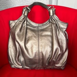 Cole Haan Silver Metallic Leather Handbag